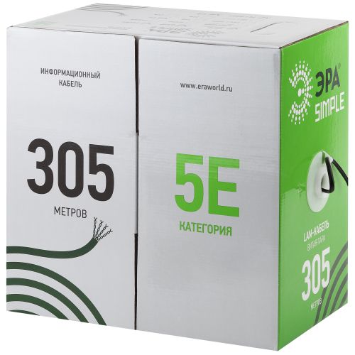 Кабель витая пара F/UTP кат.5E 4х2х24 AWG CU PVC SIMPLE (уп.305м) FL-4-PVC Эра Б0044685
