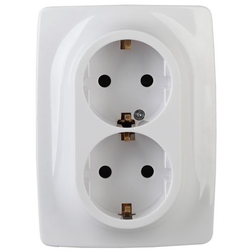 Розетка 2-м СП Эра12 12-2108-01 16А IP20 250В 2х2P+E Schuko защ. шторки бел. Эра Б0036442