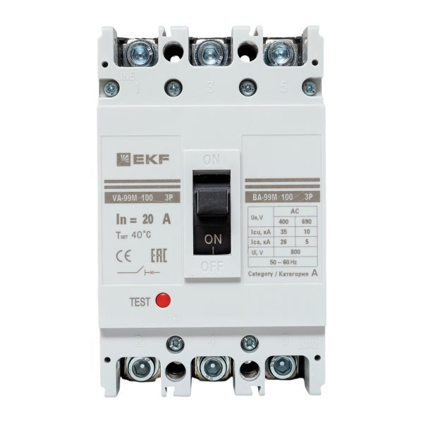Выключатель автоматический 3п 100/20А 35кА ВА-99М PROxima EKF mccb99-100-20m