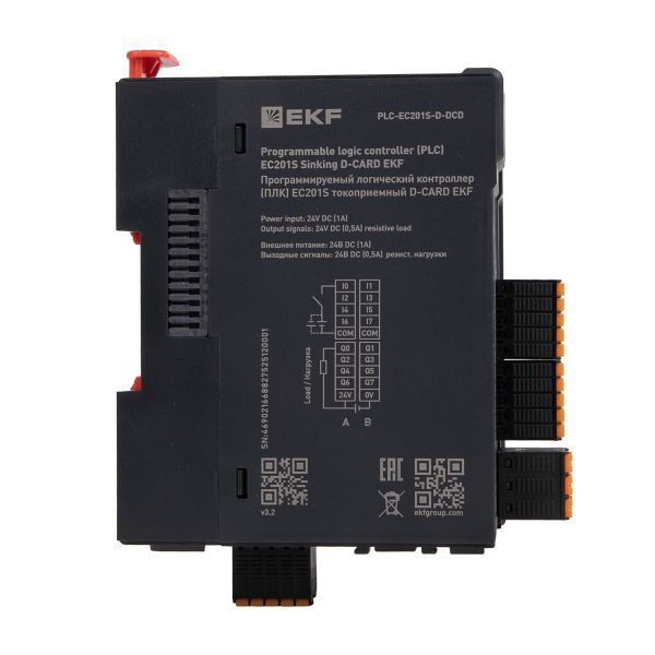 Контроллер программируемый логический (ПЛК) EC201S токоприемный D-CARD EKF PLC-EC201S-D-DCD