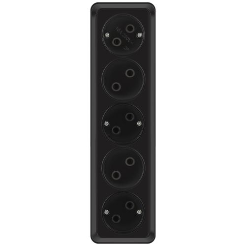 Розетка 5-м ОП Quadro 2-209-05 16А IP20 5х2P 250В без заземл. антрацит Intro Б0069701