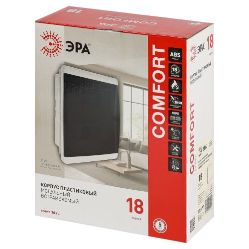 Корпус встраиваемый COMFORT ЩРВ-П-18 IP40 пластик. прозр. крышка бел. bf18cw Эра Б0067251