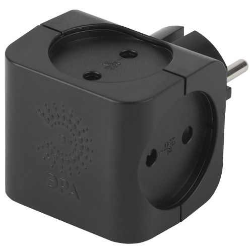 Разветвитель 4-м без заземл. 16А IP20 SP-4-B черн. Эра Б0008207