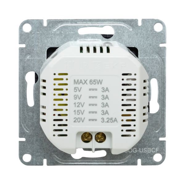 Розетка СП Эпика USB-C быстрая механизм графит EKF UP1-SOG-USBCF