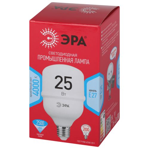 Лампа светодиодная высокомощная RED LINE LED POWER T70-25W-4000-E27 R 25Вт Т70 колокол 4000 К нейтр. бел. E27 2500лм Эра Б0063851