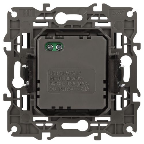 Устройство зарядное USB 14-4110-05 5В-2100мА Elegance антрацит ЭРА Б0034373