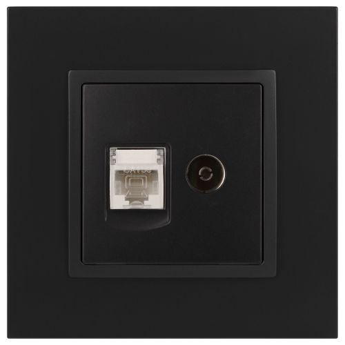Розетка компьютерная + телевизионная 2-м Elegance 14-3110-05 RJ45 + TV IP20 механизм антрацит Эра Б0034318
