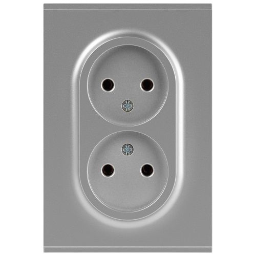 Розетка 2-м СП Arktik 16А IP20 250В без заземл. алюм. 16-2107-03 Эра Б0071683