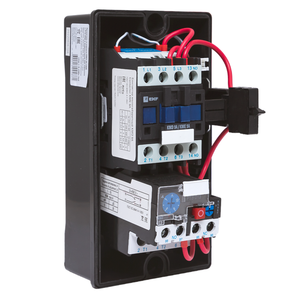 Пускатель ПМЛ-1 9А 400В AC 1НО IP65 с теплов. реле 4-6А в корпусе с индикацией EKF ctrp-r-9-400v-6A-led