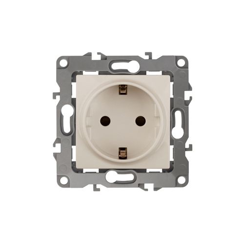 Розетка 1-м СП Эра12 12-2102-02 16А IP20 16AX 250В 2P+E Schuko защ. шторки механизм сл. кость Эра Б0014688