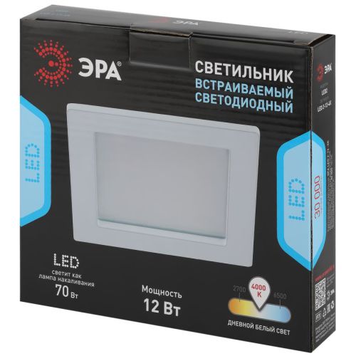 Светильник светодиодный 2-12 12Вт 220В 4000К квадратный Эра Б0017491