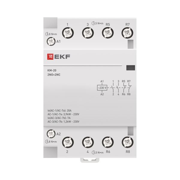 Контактор модульный КМ 20А 2NО+2NC (3 мод.) PROxima EKF km-3-20-22