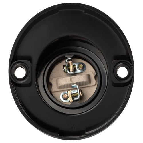 Патрон E27 настенный без наклейки бакелит черн. (уп.50шт) ACS PTR/UGL-E27-BAK-BL-BN Эра Б0069198