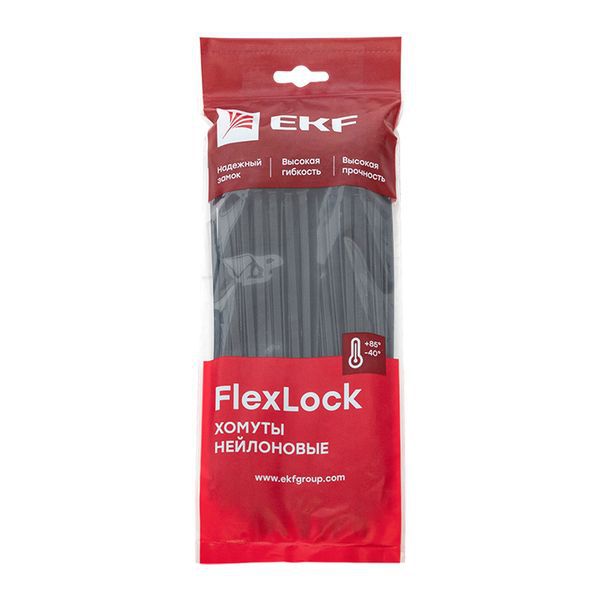 Хомут P6.6 4.8х200 FlexLock стандартный черн. (уп.100шт) PROxima EKF plc-fl-ctsb-4.8x200