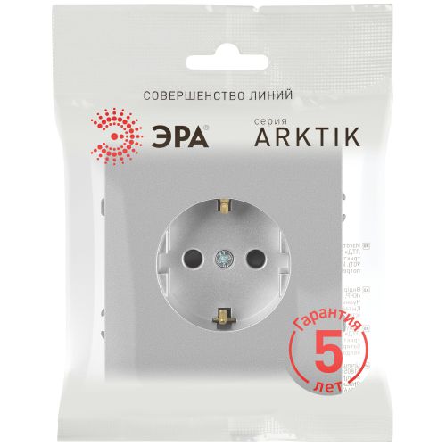 Розетка 1-м СП Arktik 16А IP20 250В с заземл. со шторками алюм. 16-2102-03 Эра Б0070426