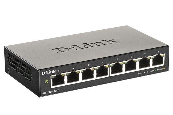 Коммутатор настраиваемый L2 DGS-1100-08V2/A1A с 8 портами 10/100/1000Base-T D-Link 1822943