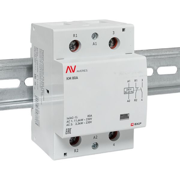 Контактор модульный КМ 80А 1NC+1NO 230В AC (3 мод.) AVERES EKF km-av-3-80-11-230V