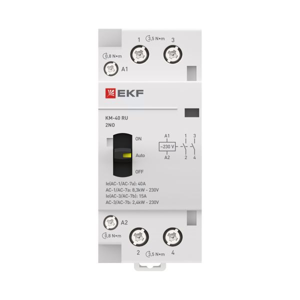 Контактор модульный КМ РУ 40А 2NO (2 мод.) PROxima EKF km-2m-40-20