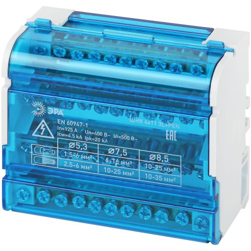 Шины на DIN-рейку в корпусе (кросс-модуль) ШНК 4х11 3L+PEN NO-224-16 ЭРА Б0043934