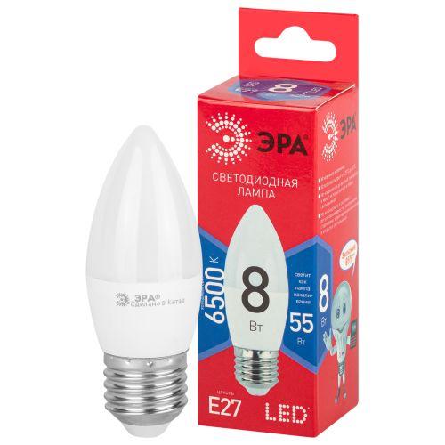 Лампа светодиодная RED LINE LED B35-8W-865-E27 R 8Вт B35 свеча 6500К нейтр. бел. E27 Эра Б0045342