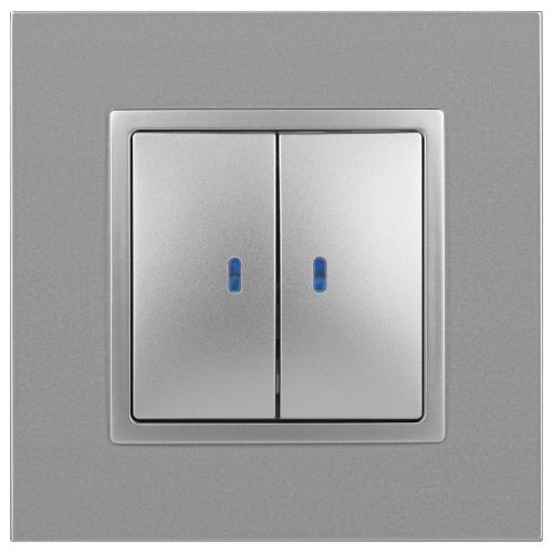Выключатель 2-кл. СП Elegance 14-1105-03 10А IP20 250В 10AX с подсветкой механизм алюм. Эра Б0034239