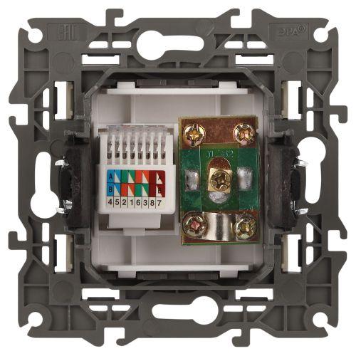 Розетка компьютерная + телевизионная 2-м Elegance 14-3110-02 RJ45 + TV IP20 механизм сл. кость Эра Б0034315