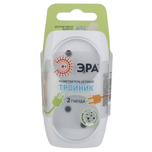 Разветвитель 2-м без заземл. 16А IP20 SP-2-W бел. Эра C0045520
