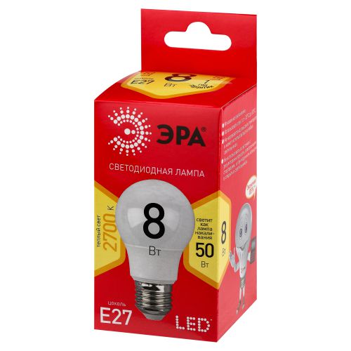 Лампа светодиодная LED A55-8W-827-E27 R A55 8Вт груша E27 тепл. бел. ЭРА Б0052659