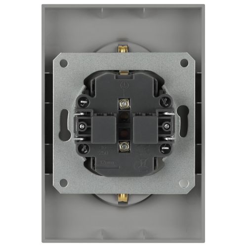 Розетка 2-м СП Arktik 16А IP20 250В с заземл. со шторками алюм. 16-2105-03 Эра Б0070456