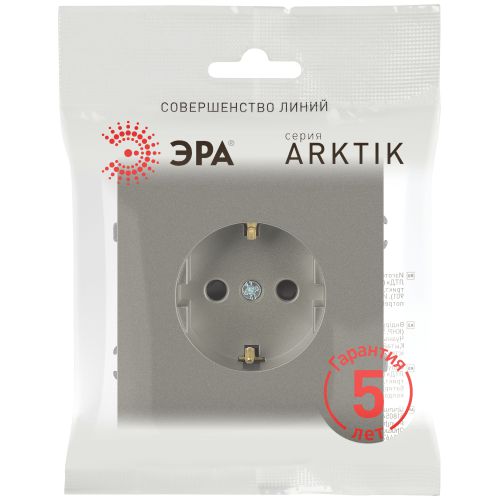Розетка 1-м СП Arktik 16А IP20 250В с заземл. со шторками титан 16-2102-07 Эра Б0070430