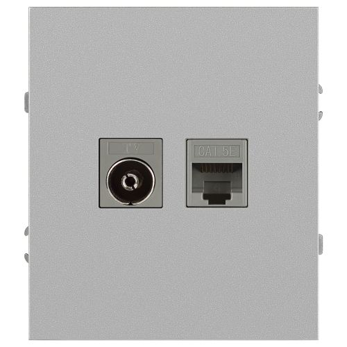 Розетка комбинированная СП Arktik RJ45 + TV 16А IP20 250В алюм. 16-3110-03 Эра Б0070496