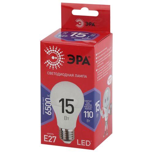 Лампа светодиодная RED LINE LED A60-15W-865-E27 R 15Вт A60 груша 6500К холод. бел. E27 Эра Б0046357