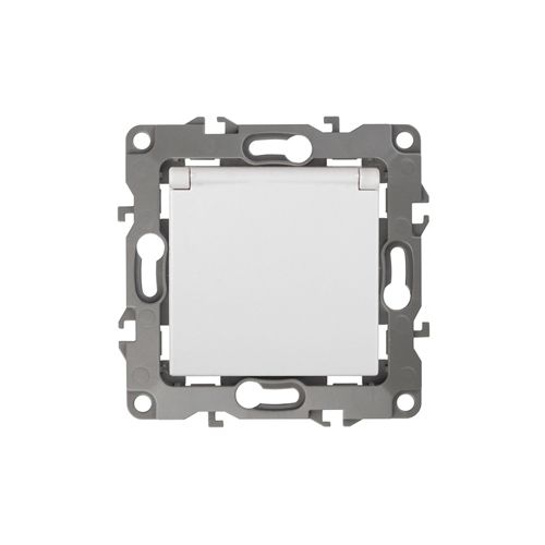 Розетка 1-м СП Эра12 12-2103-01 16А IP20 16AX 250В 2P+E Schuko защ. шторки с крышкой механизм бел. Эра Б0014693