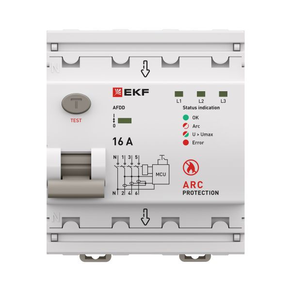 Устройство защиты от дугового пробоя (УЗДП) 3P+N 16А PROxima EKF afdd-4-16-pro