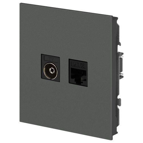 Розетка комбинированная СП Arktik RJ45 + TV 16А IP20 250В графит 16-3110-06 Эра Б0070499