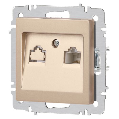 Розетка компьютерная 1-м СП Accent 6-303-04 RJ45 IP20 шампань Intro Б0063632