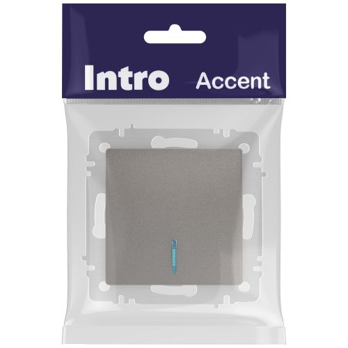 Выключатель 1-кл. СП Accent 6-102-09 10А IP20 250В с подсветкой AL/CU титан Intro Б0063460