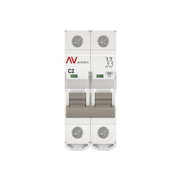 Выключатель автоматический модульный 2п C 2А 10кА AV-10 AVERES EKF mcb10-2-02C-av