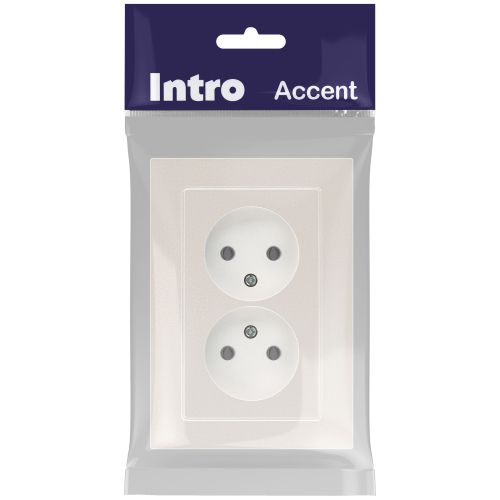 Розетка 2-м СП Accent 6-204-06 16А IP20 250В 2P AL/CU перламутр. Intro Б0063446