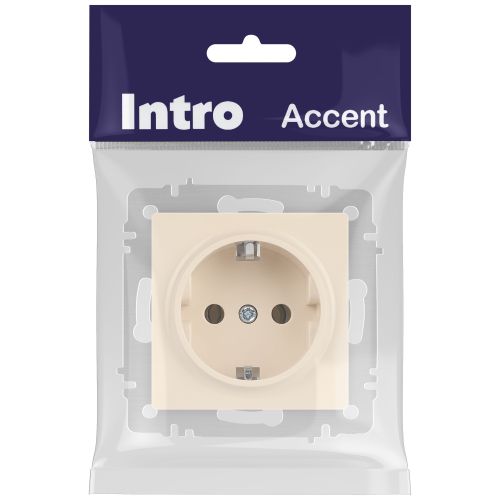 Розетка 1-м СП Accent 6-202-02 16А IP20 250В 2P+E Schuko сл. кость Intro Б0063683