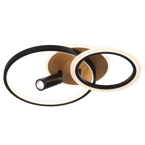 Светильник светодиодный Rondo CLL-1-85-RC BK 85Вт 3000К-6000К 510х340х180 с пультом ДУ черн./дерево Эра Б0069745