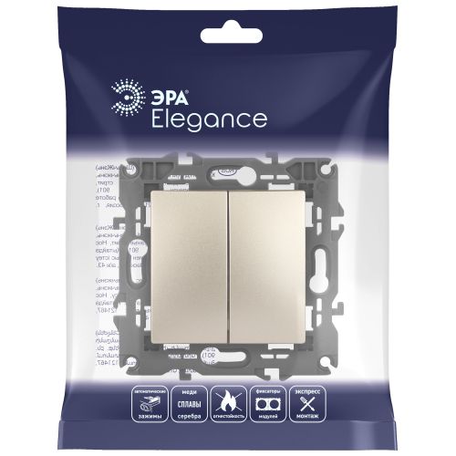 Переключатель 2-кл. СП Elegance 14-1106-04 10А IP20 250В 10AX механизм шампань Эра Б0034246