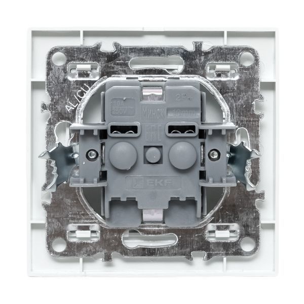 Розетка 1-м СП Минск 16А IP44 с заземл. защ. шторки с крышкой бел. EKF ERR16-029-100-44