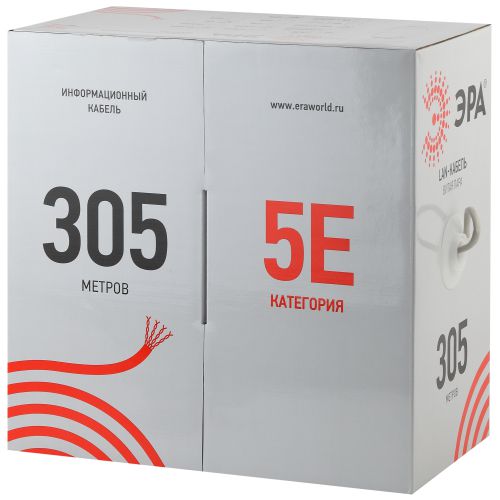 Кабель витая пара U/UTP кат.5E 4х2х24AWG CU нг(А) HF (уп.305м) U-4-HF Эра Б0044430