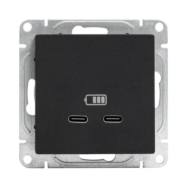 Розетка 2-м СП Эпика USB-C механизм черн. EKF UP1-SOB-2USBC
