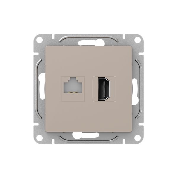 Розетка СП Эпика HDMI + RJ45 кат.5 механизм крем. EKF UP1-SOI-HDMI-RJ45