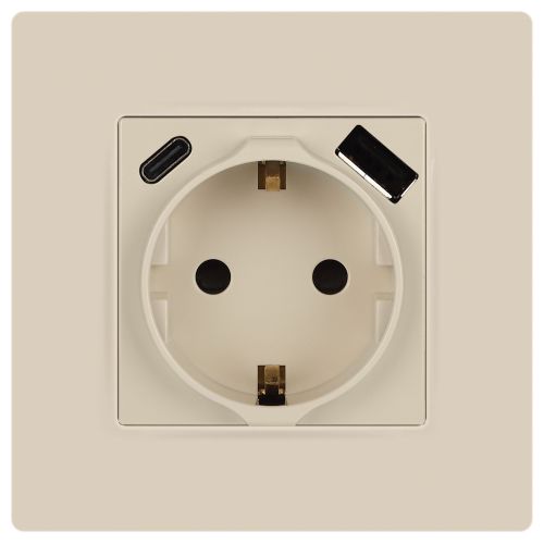 Розетка Эра12 12-4108-02 16А 250В 2P+E с USB type-A+C 5В-3А защ. шторки сл. кость Эра Б0067731