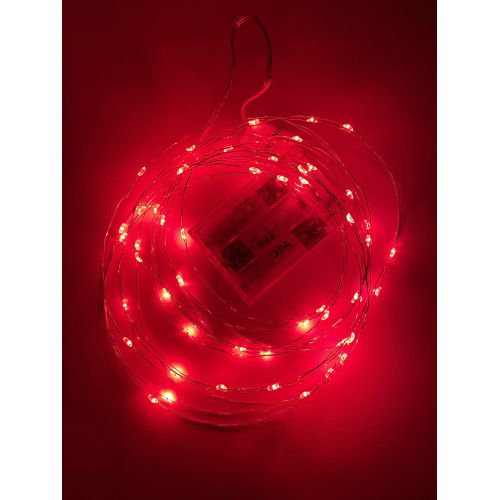 Гирлянда светодиодная "Нить" 5м 50LED красн. свет AA ENIN-5NR Эра Б0047963