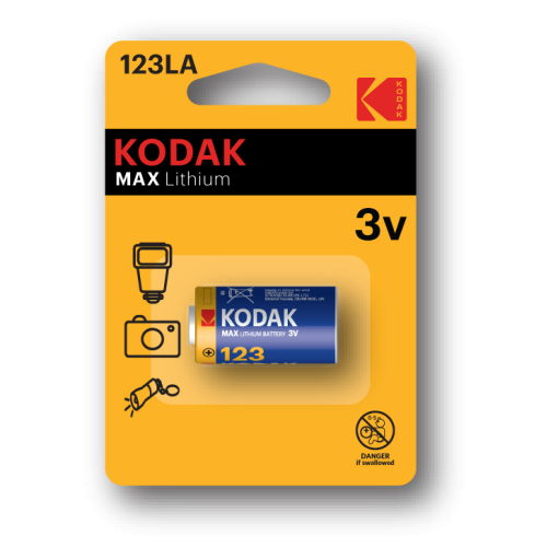 Элемент питания литиевый CR123 3В MAX Lithium (блист.1шт) 30956223-RU1 KODAK Б0005146