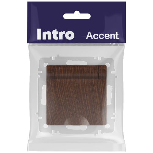 Розетка 1-м СП Accent 6-203-10 16А IP20 250В 2P+E Schuko с крышкой AL/CU венге Intro Б0063454